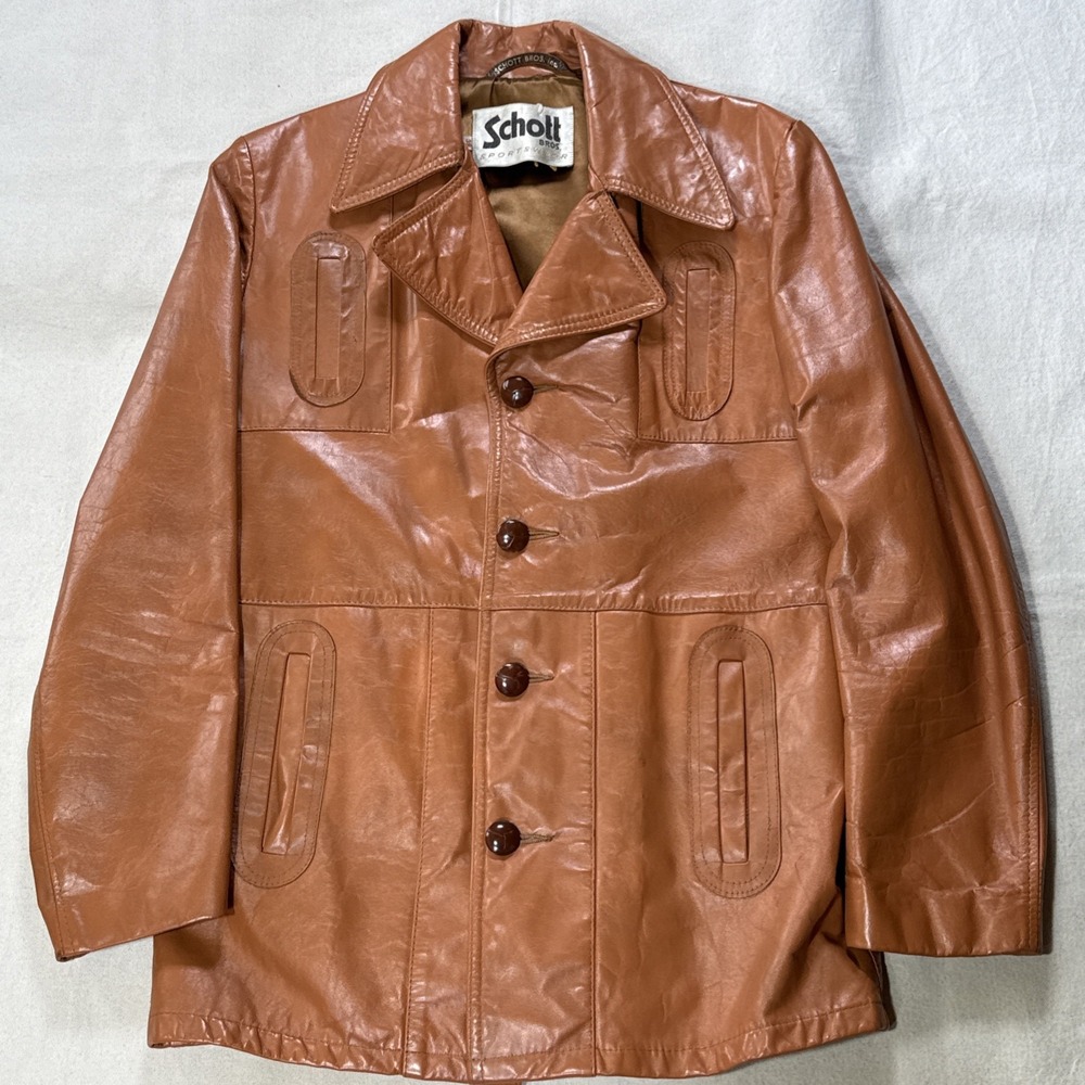 Schott Bros Brown Leather Jacket 38 Vintage 70s Western Or Mafia Style USA